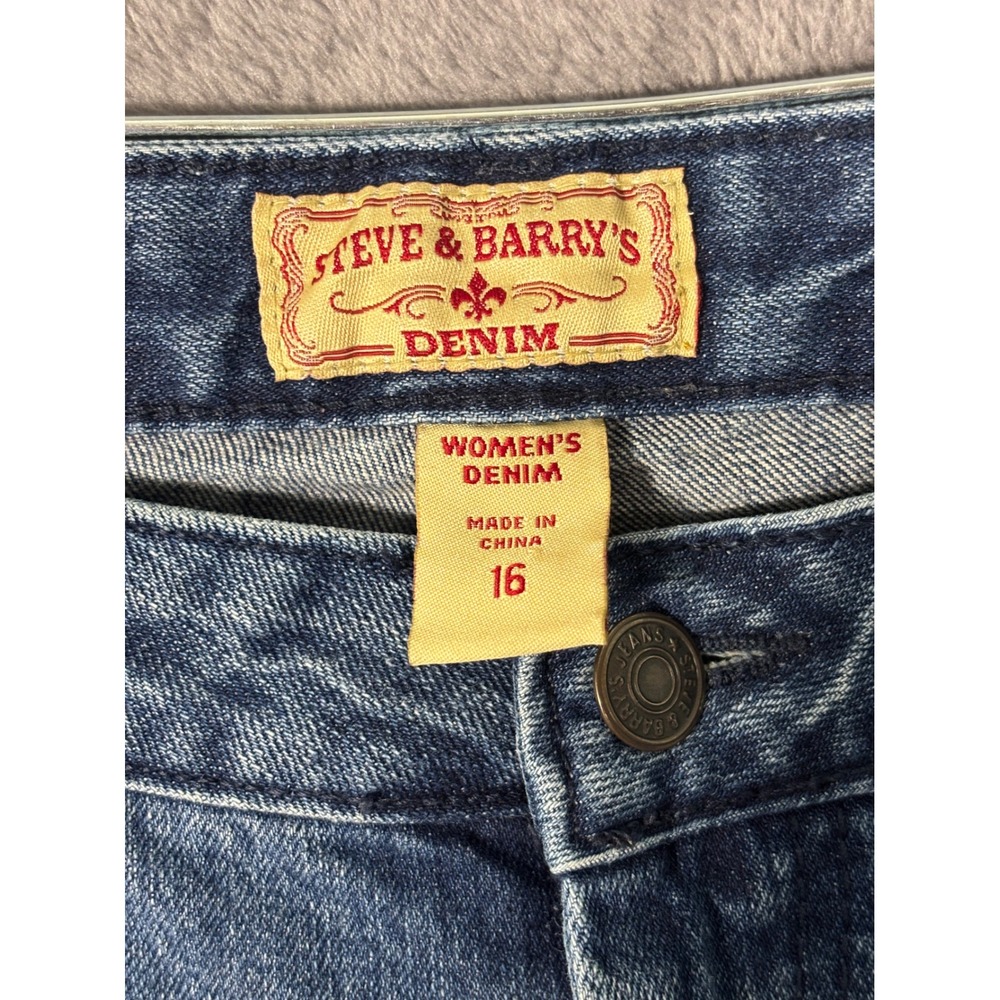 Steve & Barry's Women Blue Embellished Bootcut Jeans Size 16 Medium Wash Denim - Picture 4 of 12